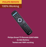 Philips Smart TV Remote 22AV1409A - 2x AAA Battery Tested and 100% working